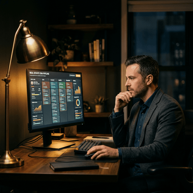 Operator reviewing CRM pipeline